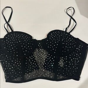 Black Studded Bustier Top